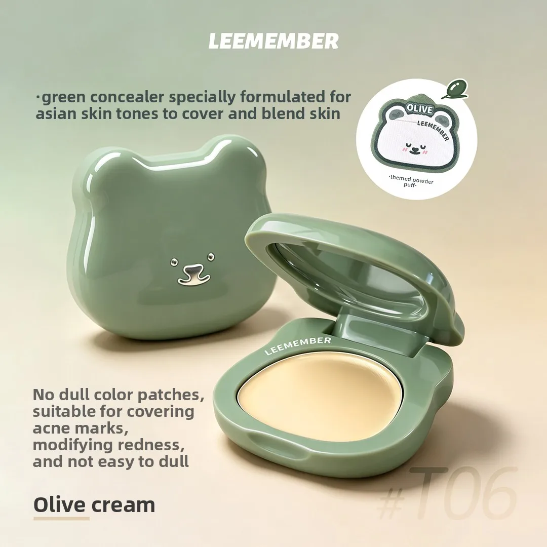 LEEMEMBER Olive Color Corrector Concealer Cream, Neutralize Red Acne Marks Long Lasting Face Makeup