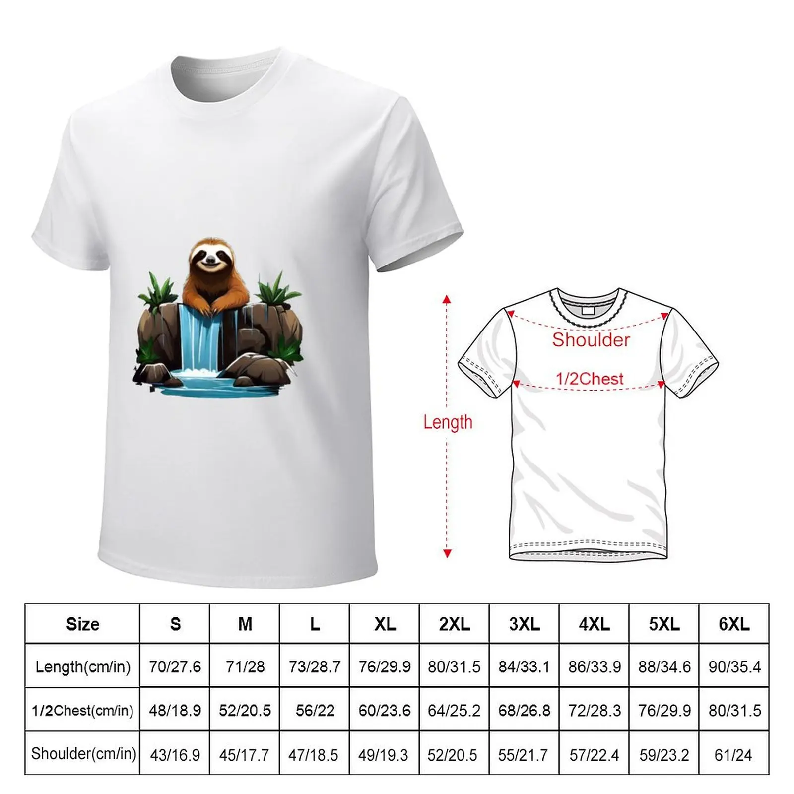 sloth over the waterfall T-shirt vintage oversizeds cute tops Blouse mens t shirt