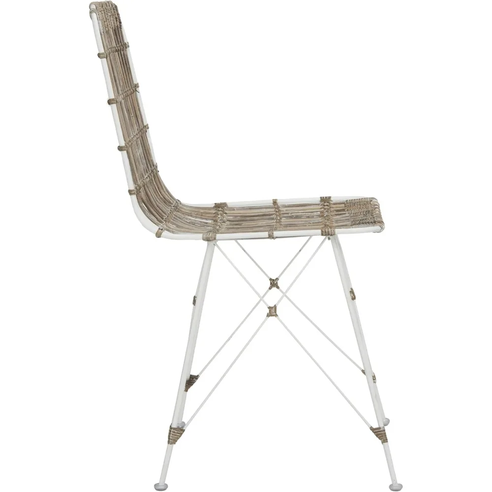 مجموعة كراسي تناول الطعام من Safavieh Minerva باللون الأبيض من الخيزران