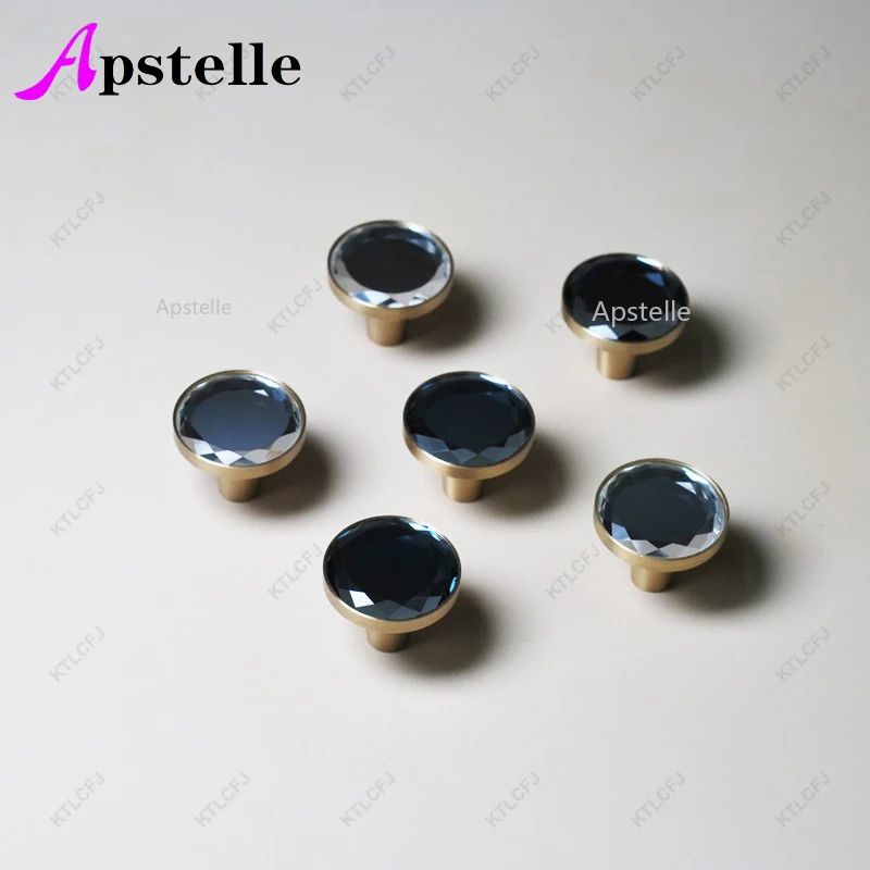 ABCF Light Luxury Drawer Wardrobe Storage Cabinet Door Handle Pure Copper Handle Crystal Glass Creative Personality Small Pulls image 5