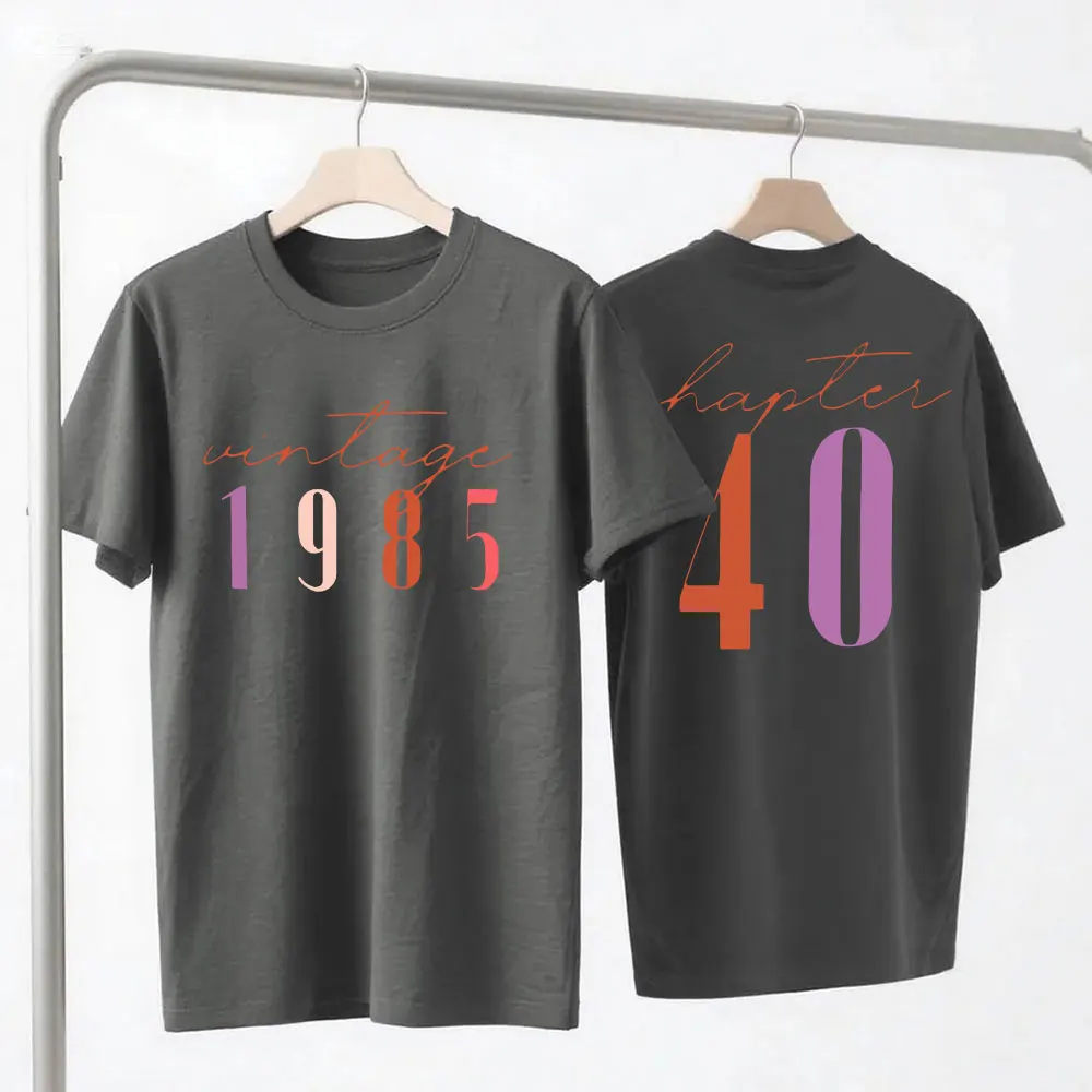 40th Birthday Gift Shirts Vintage 1985 Original Parts Tshirt for Women Letter Print Retro Birthday Casual Tee Top Women Clothing