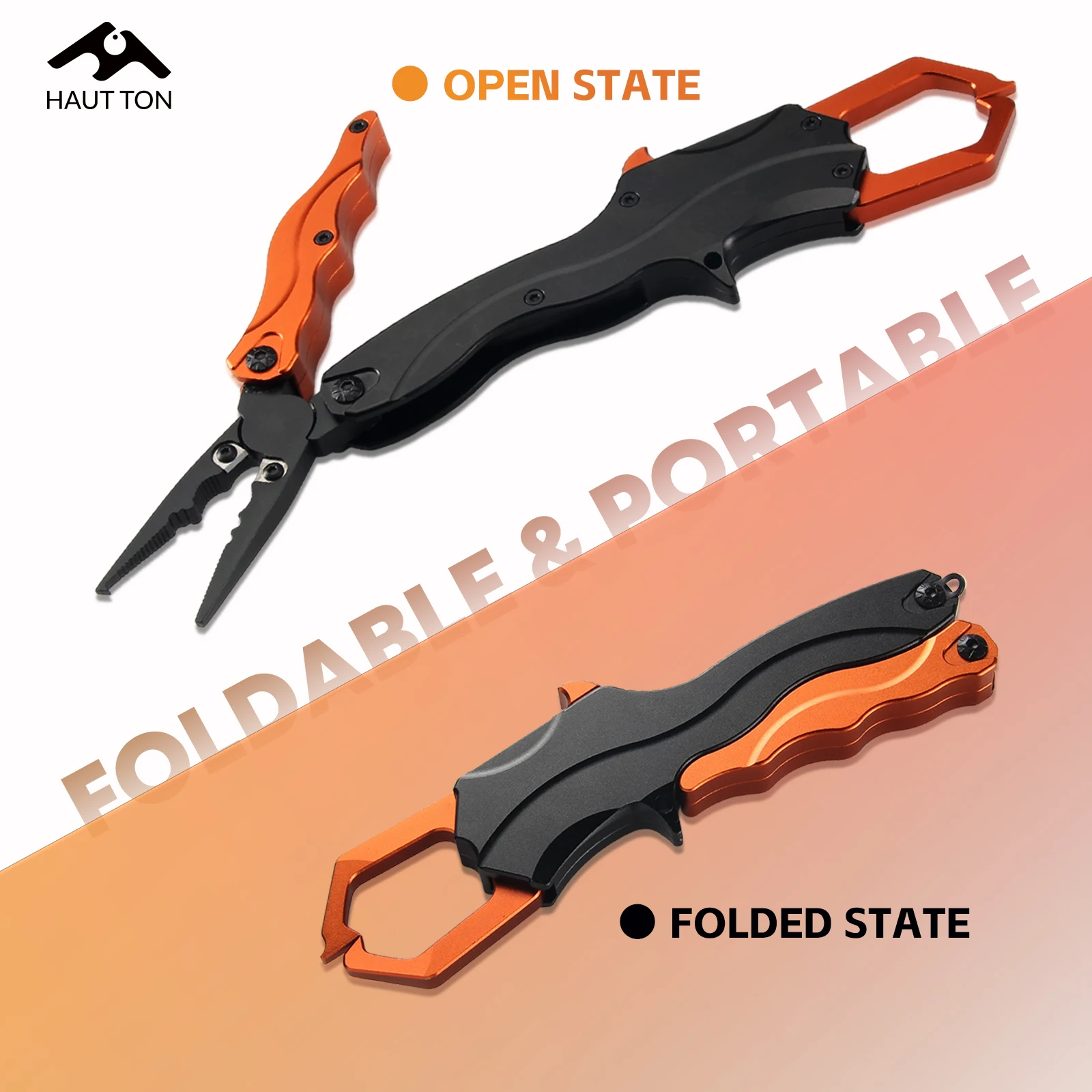 HAUT TON Multifunktionaler Faltbarer Angelgreifer & Zange aus Aluminiumlegierung mit Aufhängeloch, Tragbare Wolframkarbid-Schere – Detail 11