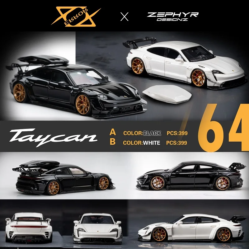 404Error x ZEPHYR 1:64 Taycan Black / Pearl white limited399 Resin Model Car