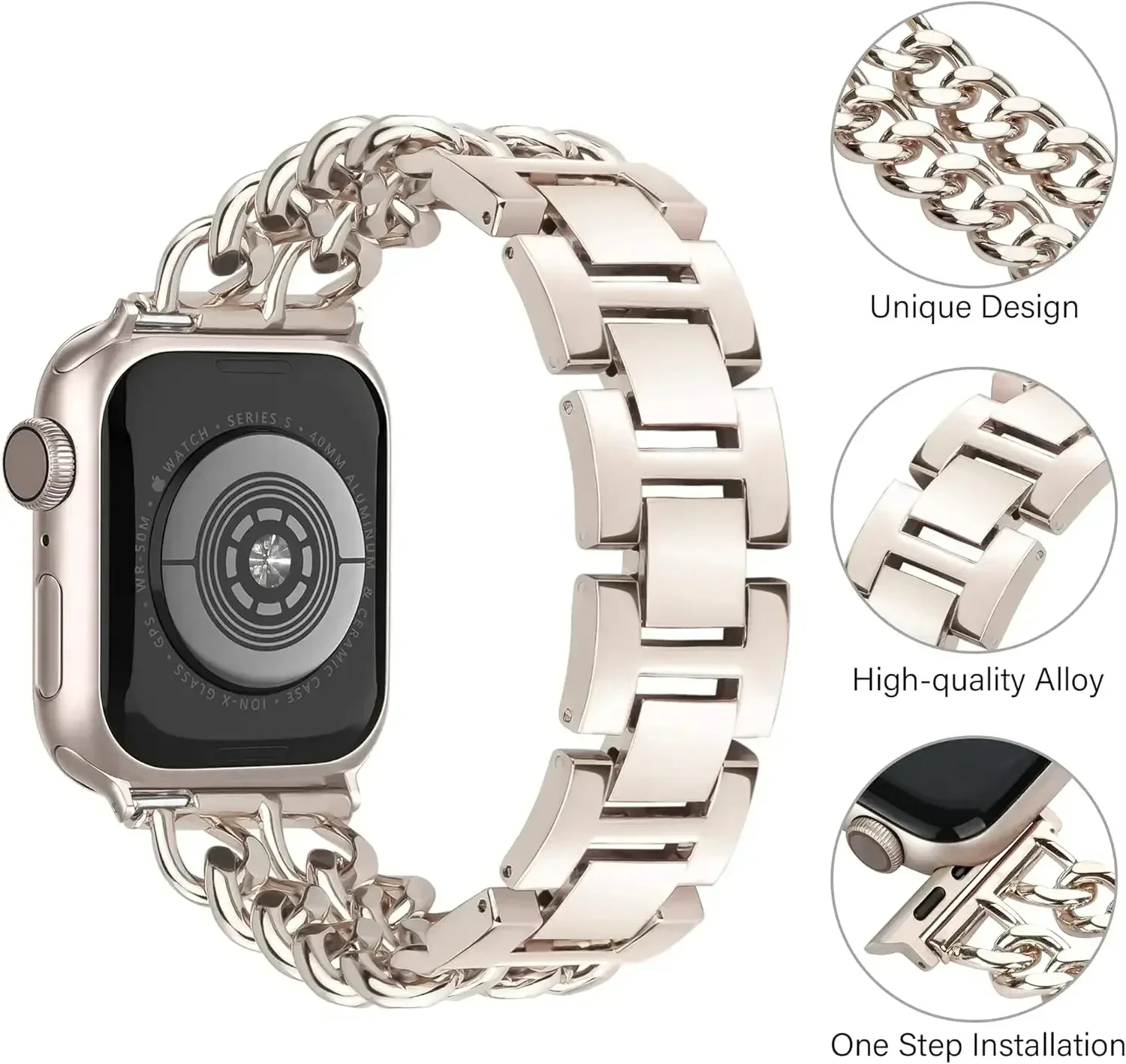 Fashion Metal Strap For Apple Watch Band 44mm 45mm 40 41mm 49mm Chain Design Women Bracelet For iWatch Ultra 2 9 8 7 6 5 4 3