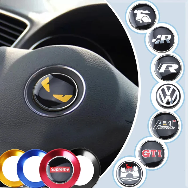 Car Emblem Steering Wheel Auto Badge Sticker Accessories ForVolkswagen VW GTI Rline R Polo Golf MK8 Lavida Passat Magotan Tiguan