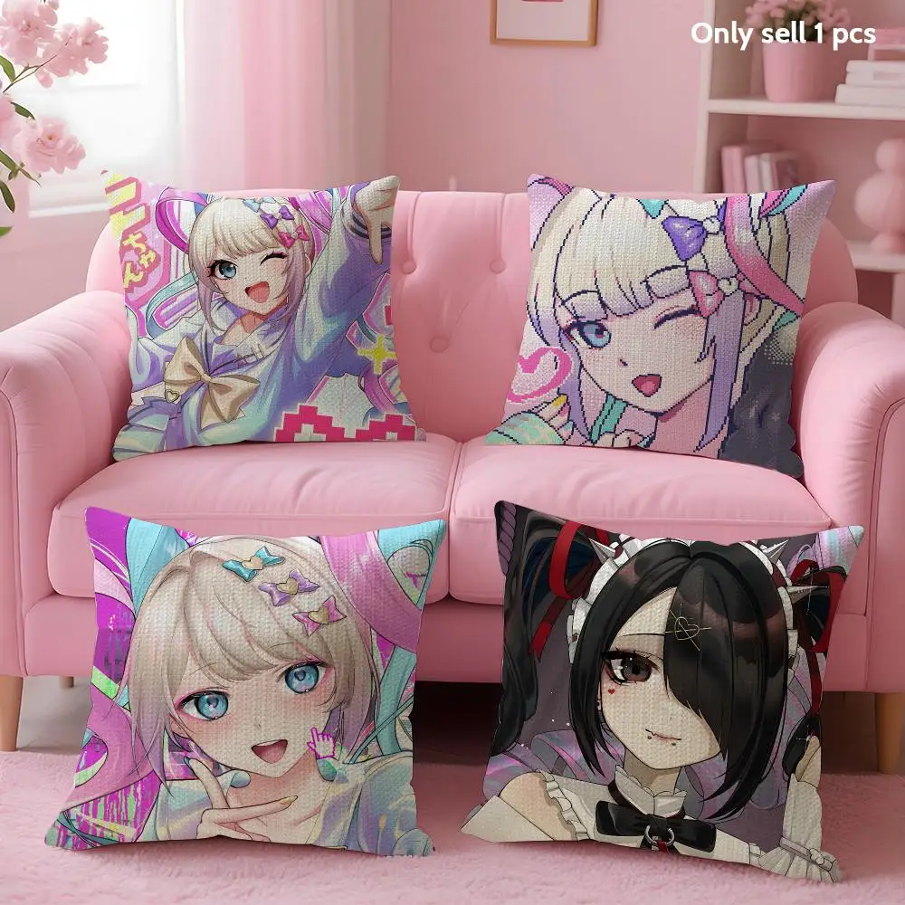 Anime N-Needy girl overload Cushion Cover Natural Linen Organic Fabric Double-Sided Printing Sofa Home Decor Gift Pillow Case
