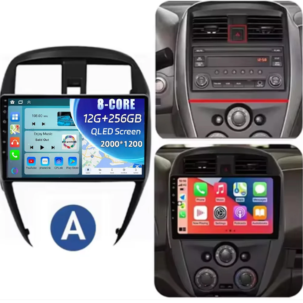 Android 14 Car Radio For Nissan Micra K13 March K13 2013-2017 GPS Stereo Carplay Multimedia Player Android Auto 4G Wifi No 2din