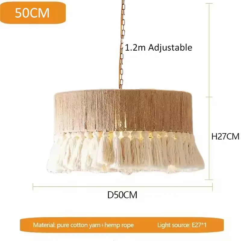 Retro Wabi Sabi Rattan Handmade Bedroom Pendant Lights Nordic Living Room Bedroom Restaurant Chandelier Decoration Home Lamps image 3