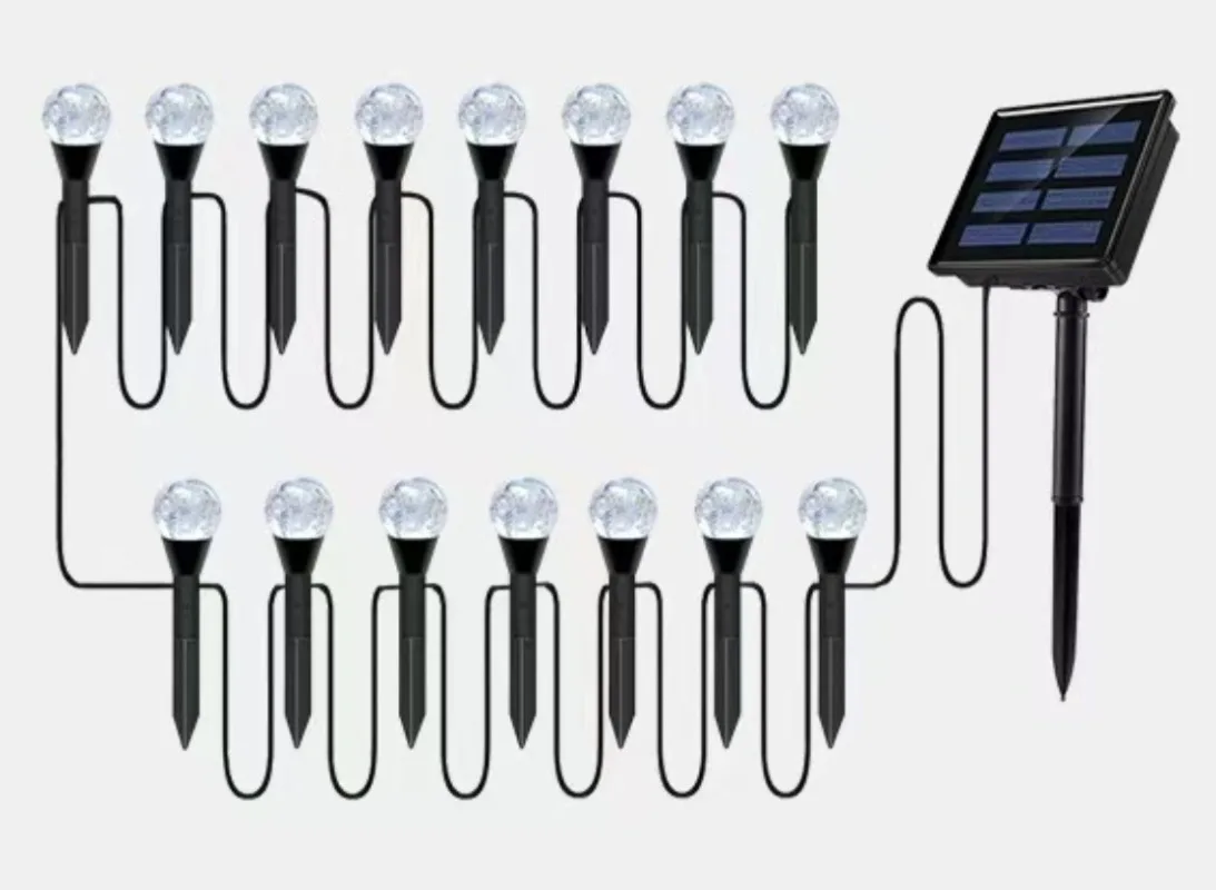

2025 Solar Powered Garden String Lights Outdoor Waterproof Bubble Ball Stake Lights for Yard Patio Wedding Decor