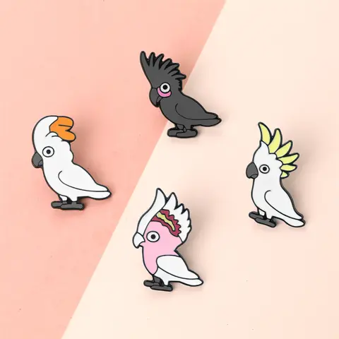 Söta tecknade papegoja emaljbroscher roliga djurparakiter kavajnålar anpassade ryggsäck kläder hatt emblem smycken presenter till vänner 10 best sales papegojesmycken - №4