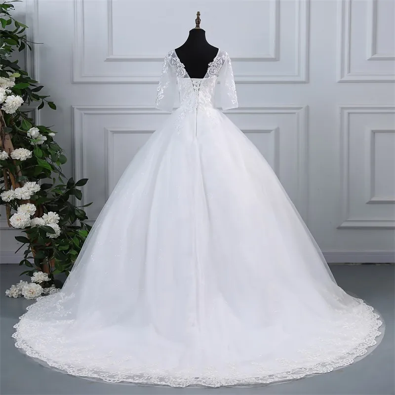 Ruiente Kurzarm Brautkleider elegante V-Ausschnitt Ballkleid süße Blume Vestido de Noiva Robe de Mariee 2024 Sommer neu