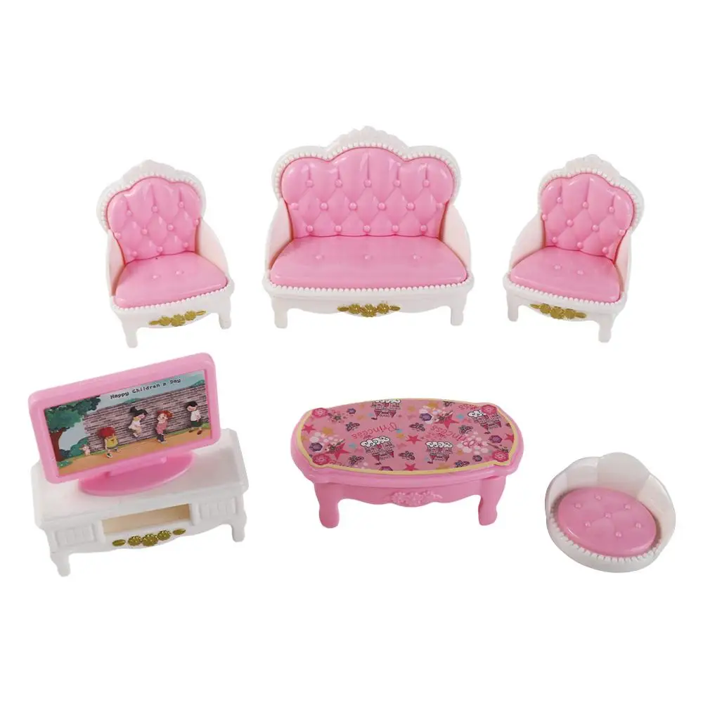 Simulação móveis mini móveis rosa casa de boneca acessórios casa de bonecas móveis miniaturas móveis poltrona sofá conjunto