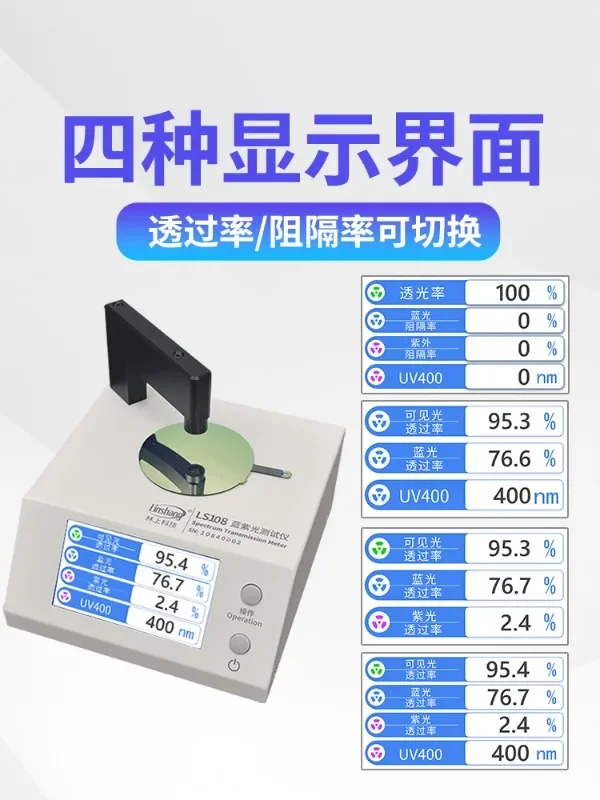 Anti blue light glasses lens tester transmittance measuring instrument UV400 blue purple light tester LS108 on the forest