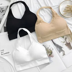 Women Backless Vest Sexy Bra Camisole for Women Wire Free Sport Bra Top Suspenders Solid Crop Tops Shockproof Vest Lingerie