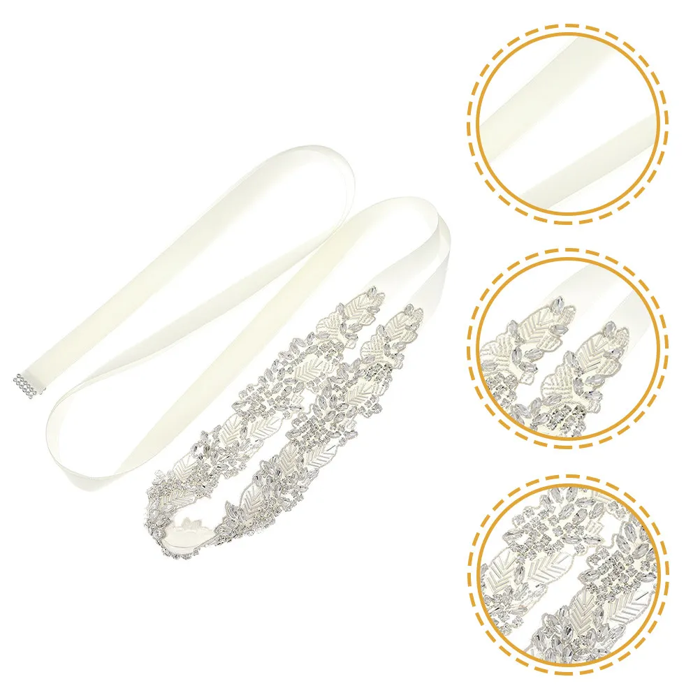 

Rhinestone Bridal Belt Wedding Dress Belt Self Tie Adjustable Ribbon for Bride Wedding Gown Prom Party Evening Dress Accessory