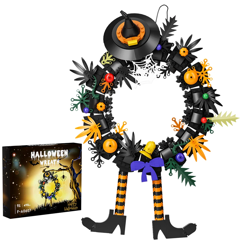 

Gobricks Halloween Wreath with Hat Building Blocks Toys Model DIY Bricks Kids Adult Ideas Festival Assembly Deco Gift Box Sets