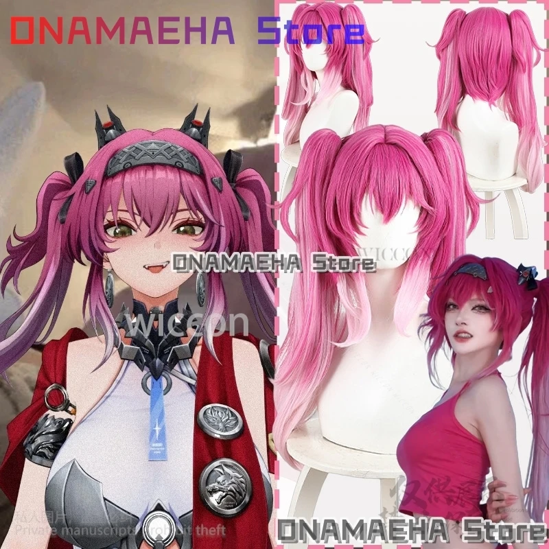 

Lupa Jirai Kei Girls Cosplay Game Wuthering Waves Anime Hot Pink Twin Ponytails Gradient Y2KHair Halloween Party Disguise Outfit