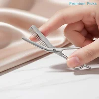 Ciseaux à sourcils en acier inoxydable avec peigne pour une mise en forme sans effort, outils de beauté pour le soin des poils du visage, pour usage en salon ou DIY. 4