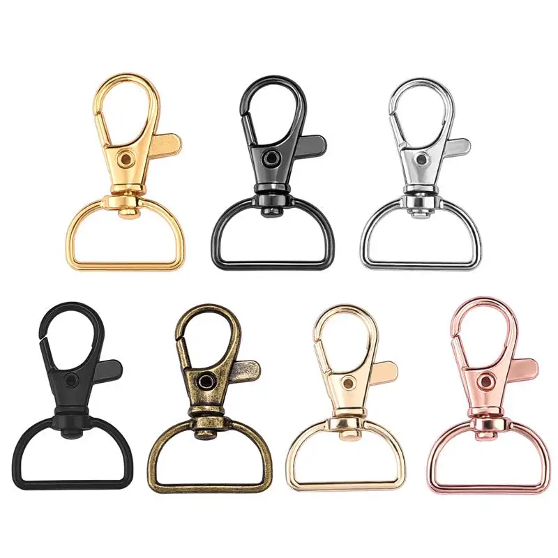 5/10Pcs Swivel Clasps D Rings Alloy Metal Lanyard Snap Hooks Clip Hook for Keychain Bag Key Rings Jewelry Making Crafting Sewing