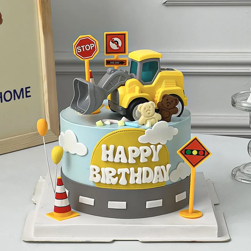 المساعدات تزيين كعكة الخبز. جرافة غير صالحة للأكل، مركبة هندسية، ملحق تزيين كعكة عيد ميلاد الصبي للحفارة #1