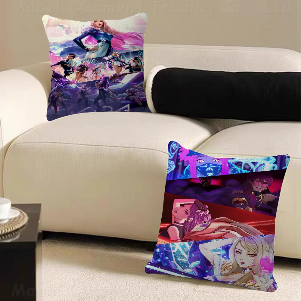 LOL-KDA Kaisa Ahri Akali Pillow Anime Pillow Sofa Bed Head Pillow Cover Cushion Cover 45x45 cm Fashion