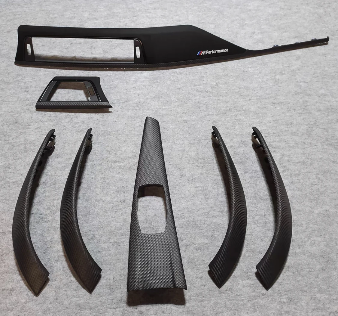 ألياف الكربون الداخلية ل X5 X6 F15 F16 لوحة العدادات قطاع الكسوة غطاء التحكم المركزي #4