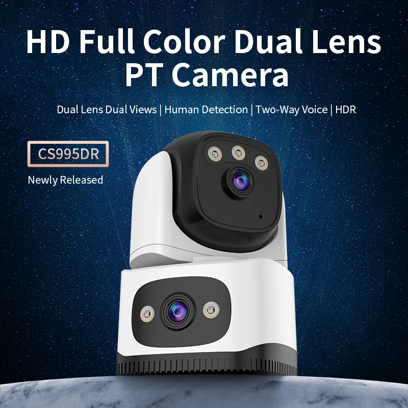 3MP 1296P O-Kam APP  Full Color Dual Lens Wireless PTZ IP Dome Camera AI Humanoid Detection Home Security CCTV Monitor