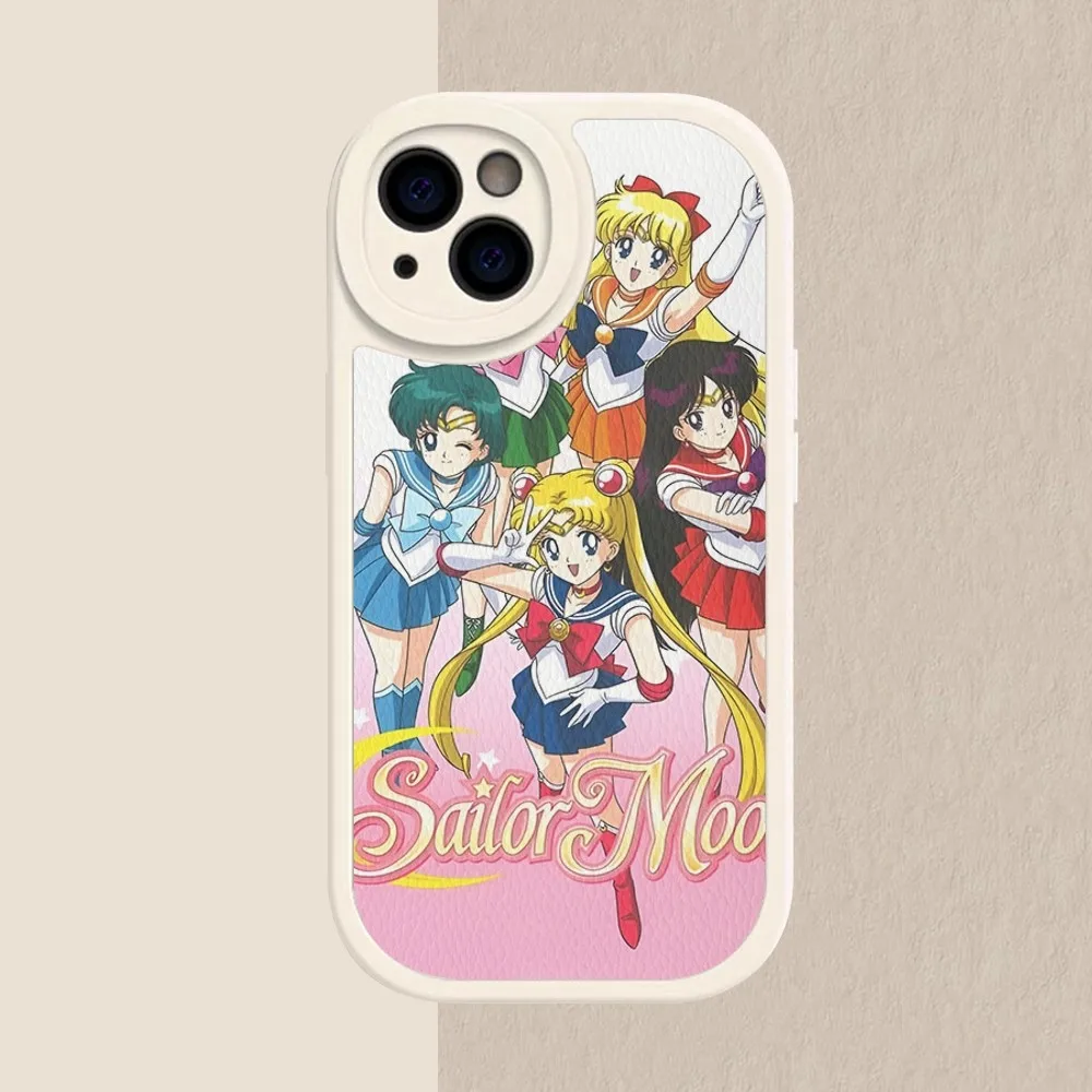 S-Sailor M-Moon Phone Case Hard Leather For iPhone 14 13 12 Mini 11 14 Pro Max Xs X Xr 7 8 Plus Fundas