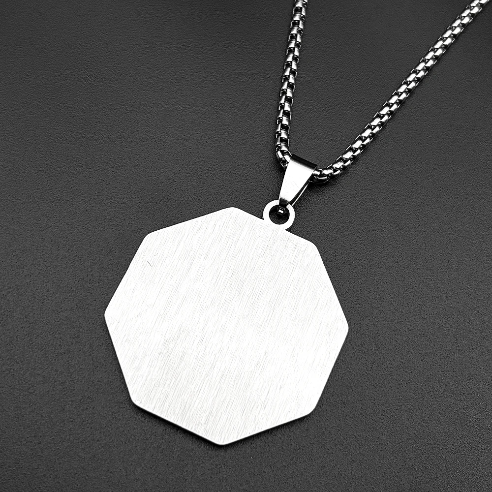Octagonal Medal Archangel Saint Michael Stainless Steel Chain Necklace for Women Men Gold Color Pendant Necklaces Jewelry Gift - Detail 1