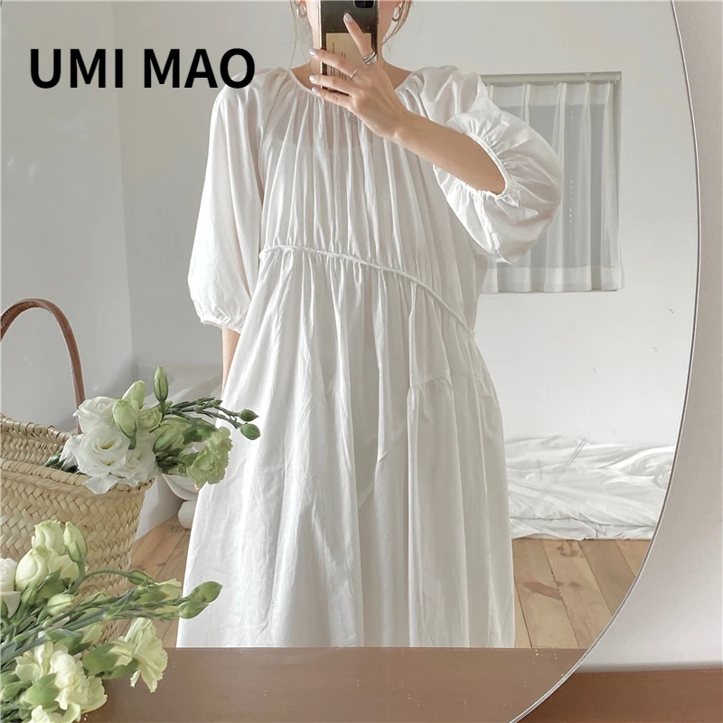 

UMI MAO Harajuku Holiday French Dress Summer New Lantern Sleeves Gentle Small Design Light Color Dresses Two-piece Set