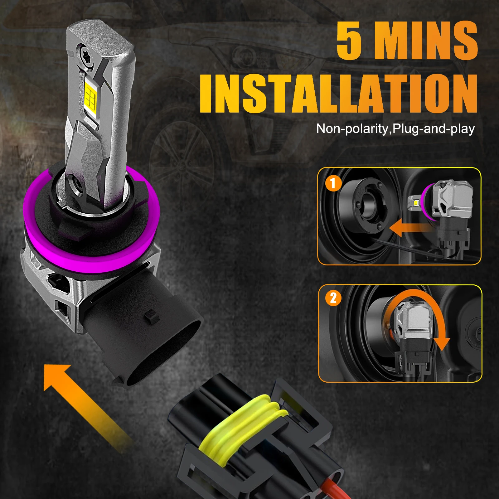 MZGN 2 قطعة H11 H8 H9 Led المصباح لمبة 9012 1:1 حجم Csp 12 قطعة لمصباح السيارة أضواء الضباب 9005 HB3 9006 HB4 DRL 6000K الأبيض 12 فولت