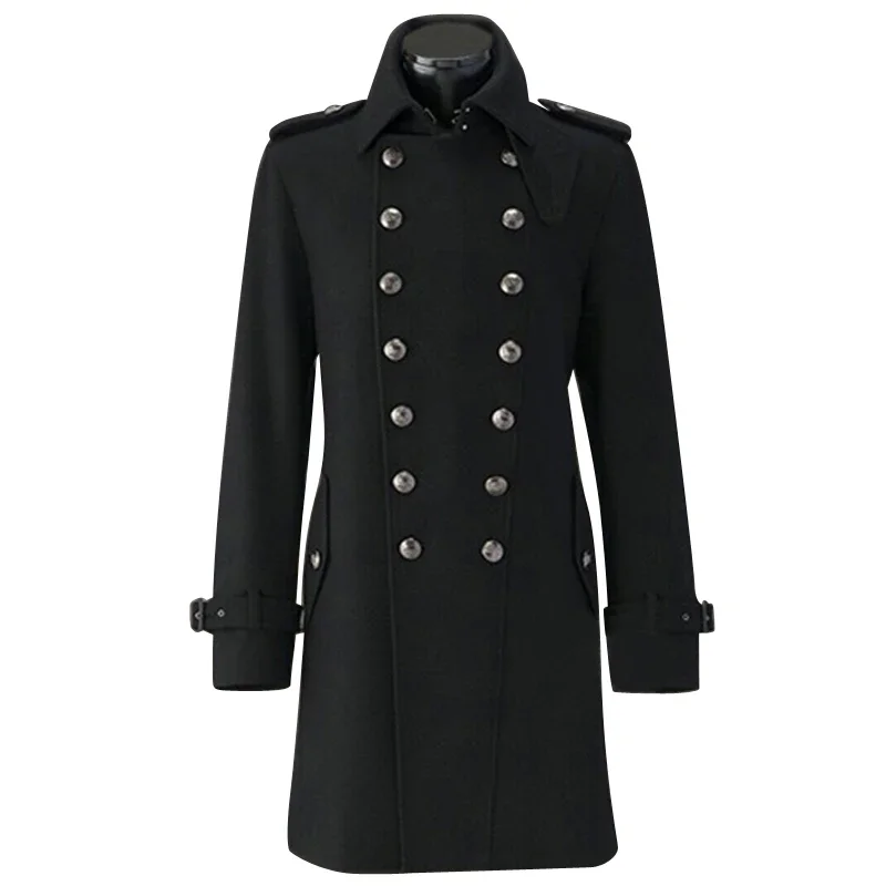 

WWII WW2 German Army Overcoat Winter Men's Germany General Officer Woolen Coat Woolen Cloth Mid-length Double-breasted Long Robe