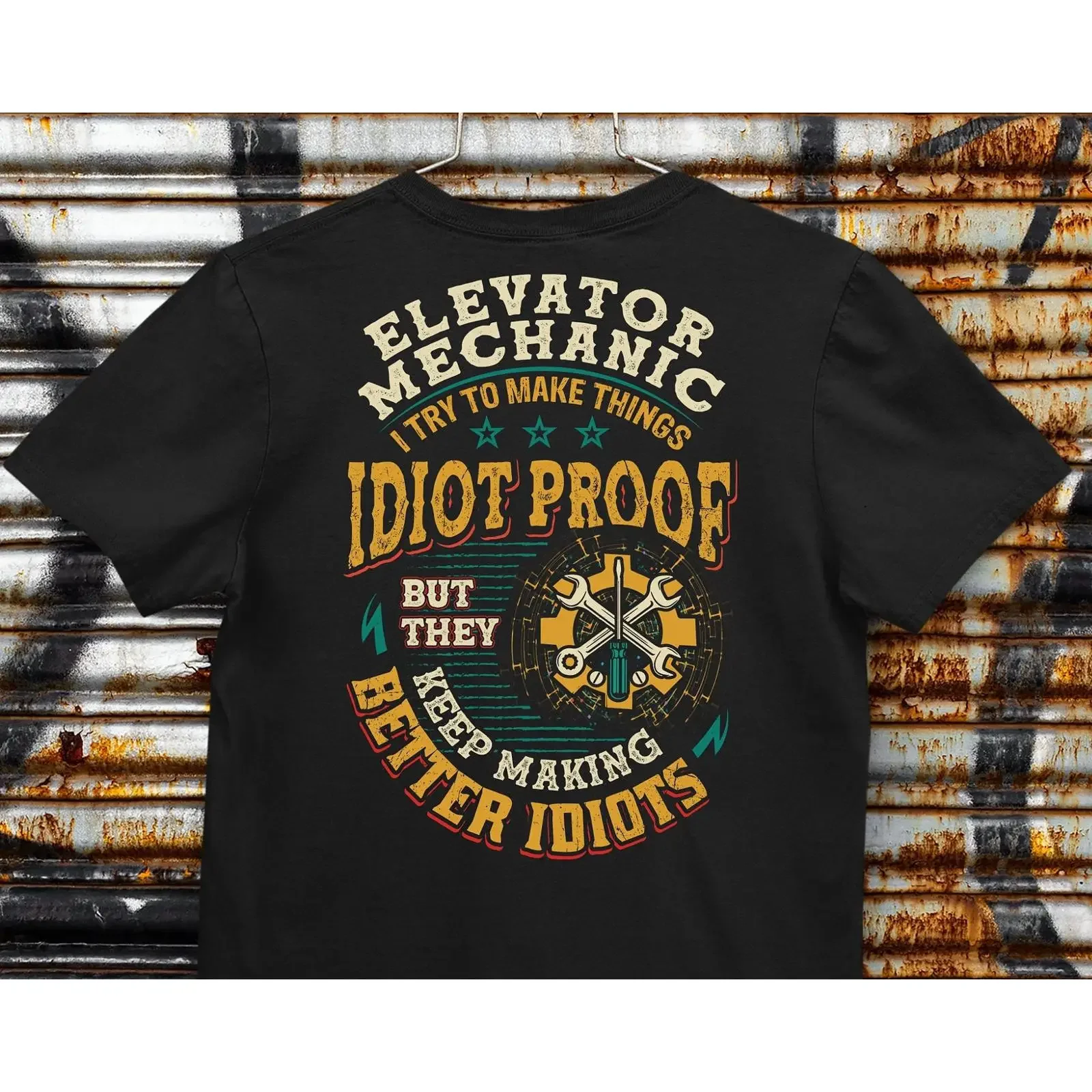 Elevator Mechanic T Shirt Elevators For Better2 vintage Washed Breathable Soft Casual Stretched Top For Everyday Wear graphic