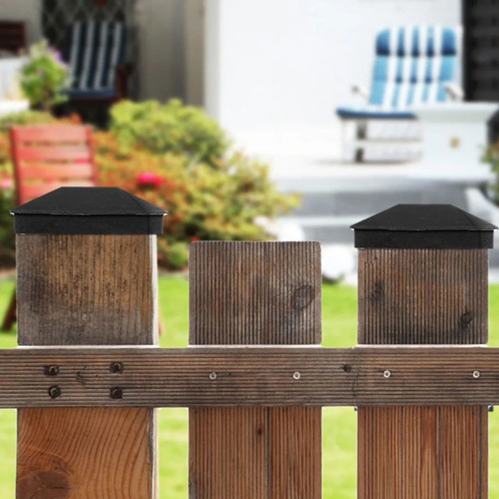 12pçs tampas de poste de cerca de plástico preto à prova d'água, tampa superior de poste de madeira durável para deck de cerca, tampa de poste de gabinete
