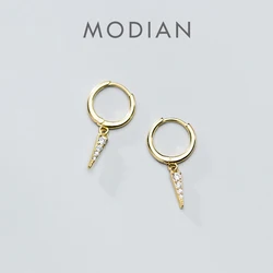 MODIAN Simple Geometric Hoop Earring for Women 925 Sterling Silver 3 Color Radiant Zircon Conical Earring Fine Jewelry Girl Gift