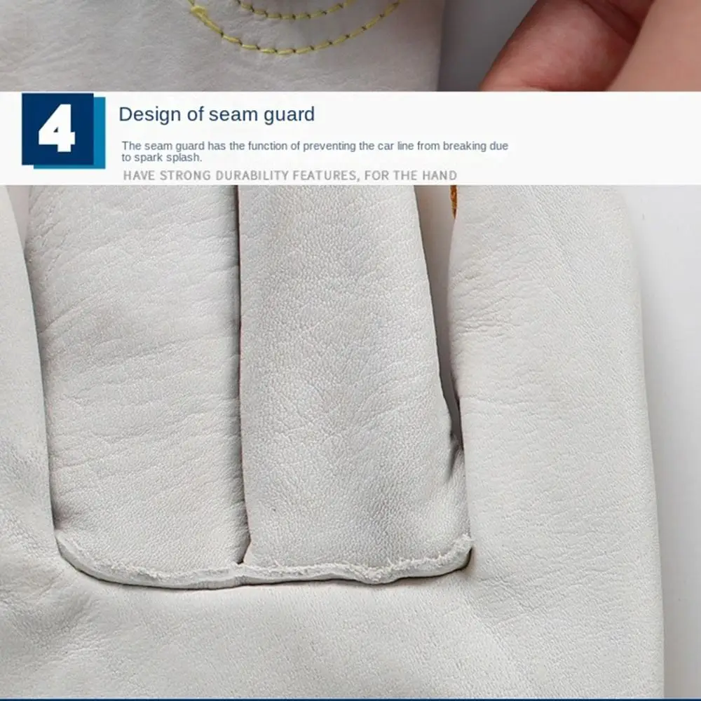 

1 Pair Security Protection Welding Gloves Soft Leather Labor Protection Leather Work Gloves Heat Resistant Safety