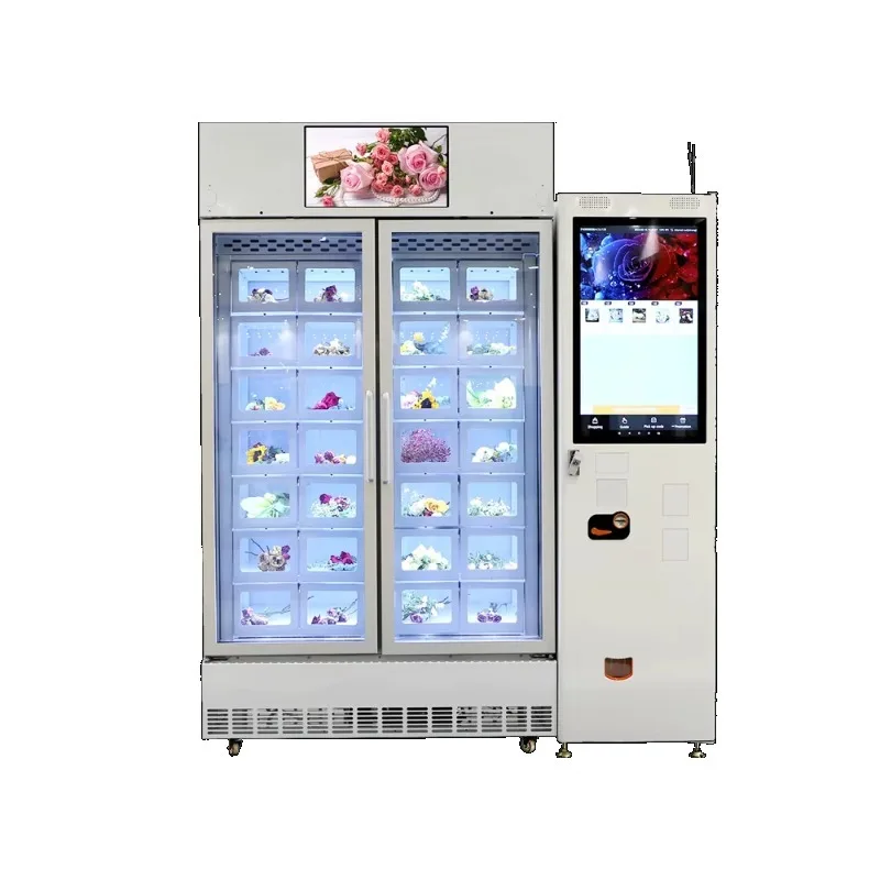 Large-capacity flower vending machine with 21.5-inch touch screen and refrigeration system to keep flowers fresh for longer