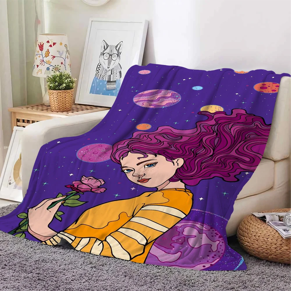 CLOOCL Fashion Flannel Blanket Literary Girl Dream Starry Sky 3D Printed Soft Warm Cover Blanket Aesthetic Home Decor Art Style