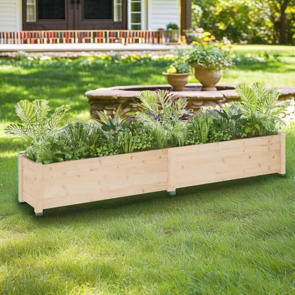 

2 Pcs Garden Planters Solid Wood Pine 78.7x12.2x12.2 Outdoor Flower Pots