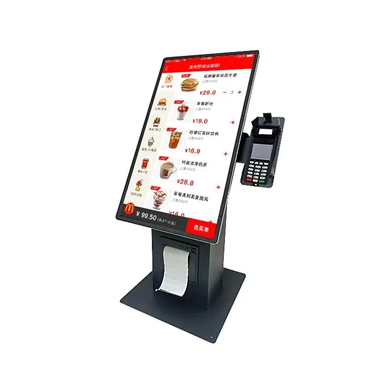 【Hot Sale】Desktop Standing Vertical 15.6 Inch 21.5 Inch Touch Screen POS Terminal Self Checkout Kiosk With Printer QR Code Scann