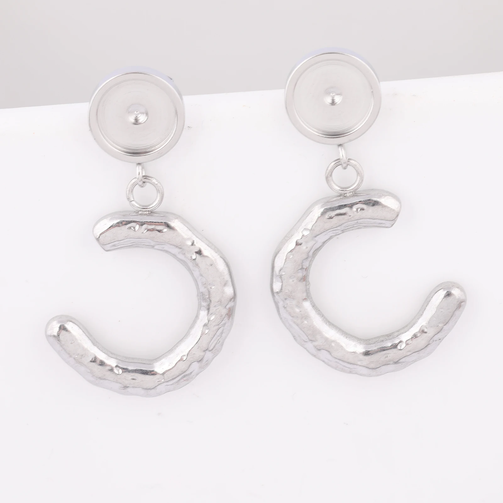 6pcs Stainless Steel 8mm Cabochon Earring Base Setting Blanks With Stamped Curve Diy  Post Earrings Findings For Jewelry Making