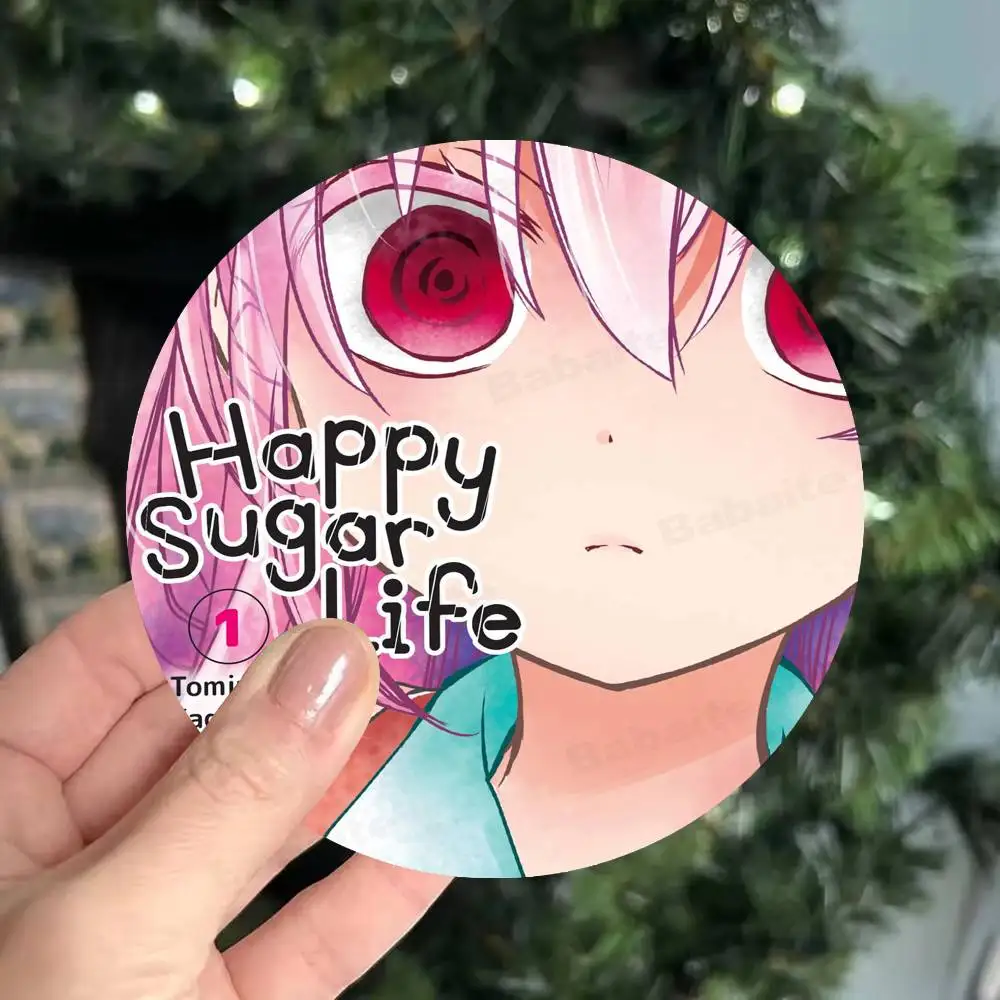 Happy Sugar Life Wood Coasters Colorful Round Coaster Non-slip Heat Insulation Coffee Mats Home Accessories Kitchen