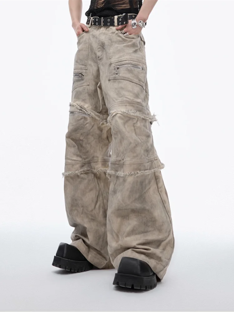 2024 Ropa Grunge Y2k Streetwear Vintage Grey Baggy gestapelte Jeans Cargo hose für Männer Kleidung weites Bein Gothic lose lange Hose