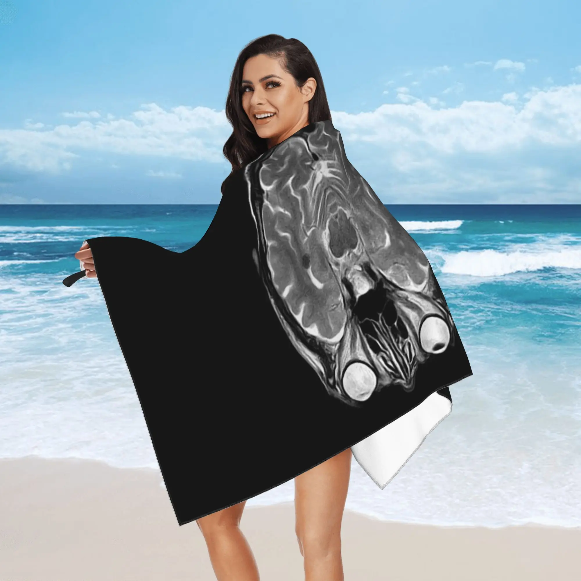 MRI of the Brain Beach Towel Soft Microfiber Quick Dry Absorbent Quick Towels For Yoga