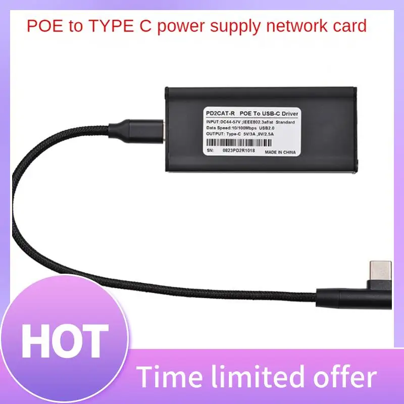 

POE Power Supply Network Card POE To USB-C Network Card POE Network Card 5V 9V Adaptive USB-C Network Card Accessories
