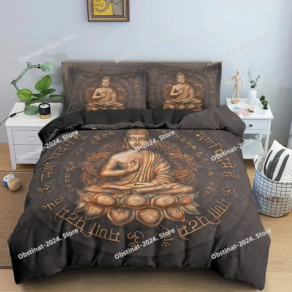 

3D Buddha Print Bedding Set Meditation Duvet Covers With Pillow Cover Case Home Decor Bed Clothes Double Queen King Size