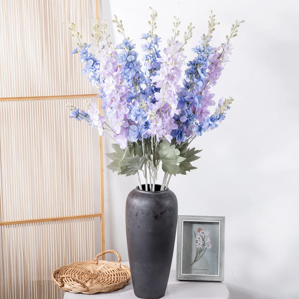 Artificial Delphinium Plant Wedding Photography Bouquet Home Living Room Hotel Table White Blue Purple Fake Flower Decoration