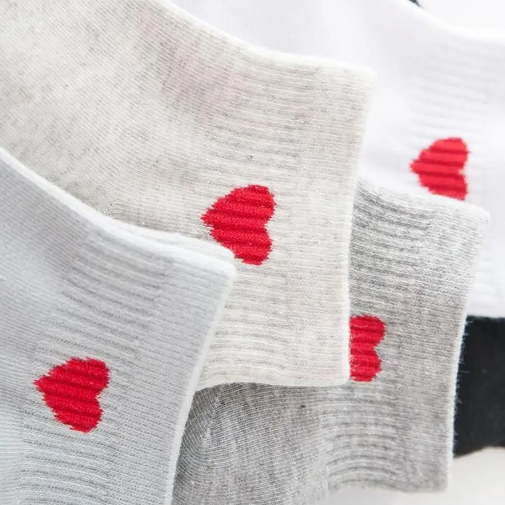 Short Version Cotton Embroidery Spring And Summer Essential Love Heart Shape Korean Style Socks Women's Hosiery Ankle Socks