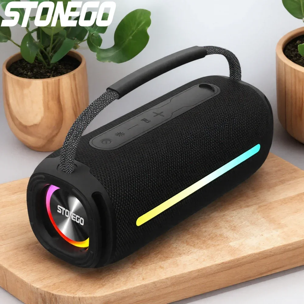 

Портативная Bluetooth 5.3 колонка с RGB-подсветкой, водонепроницаемая IPX6, мощный звук, беспроводная уличная акустика