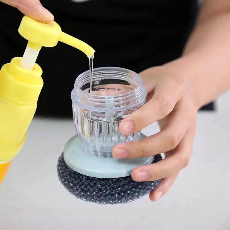 Sikat penggosok dengan Dispenser sabun, sikat Scrub piring portabel Dispenser sabun sikat pembersih untuk panci piring